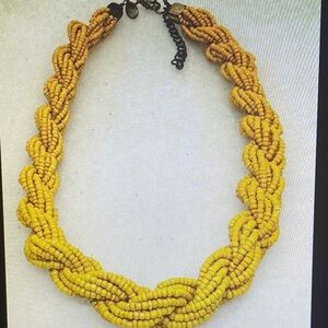 Yellow Braided Bead Necklace